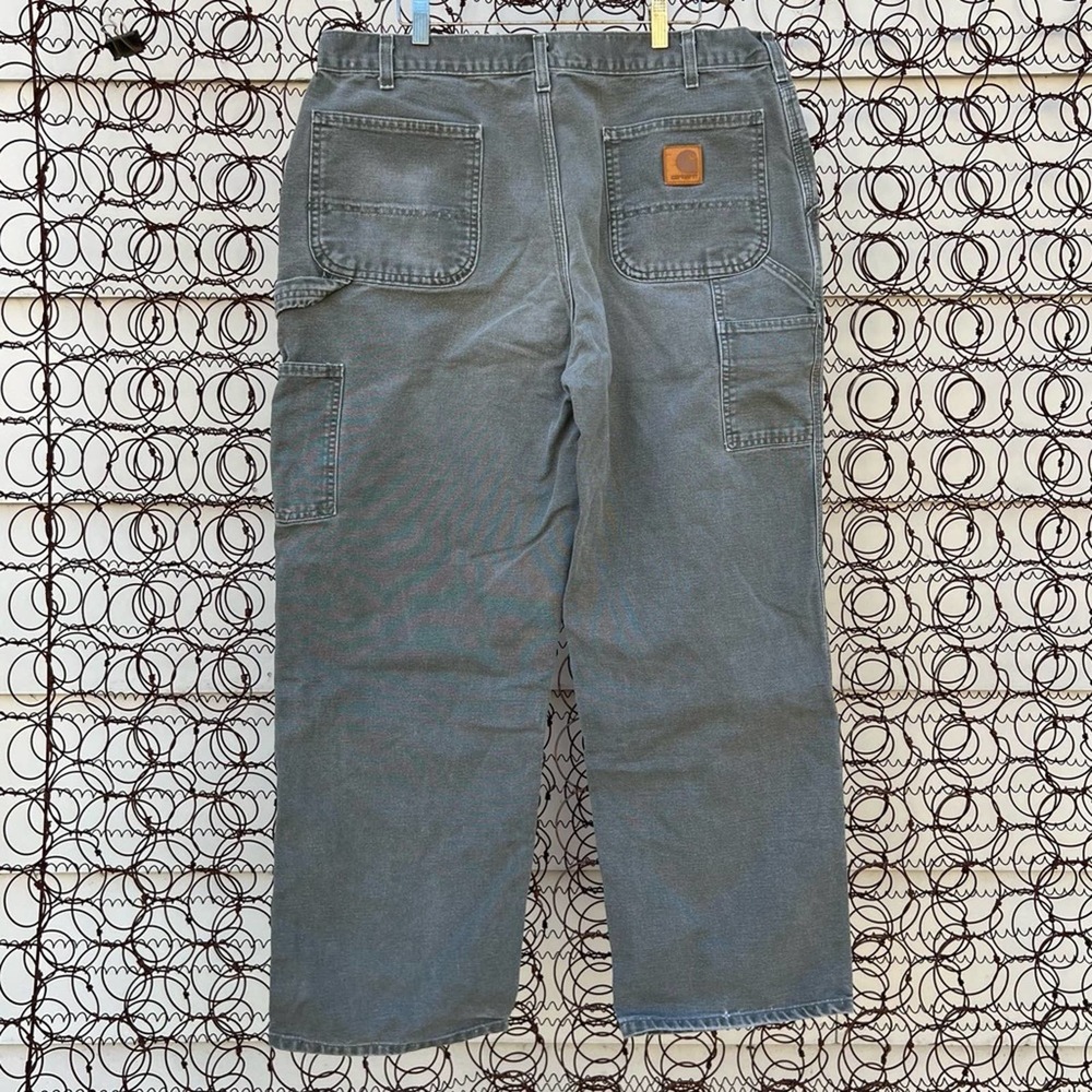 Carhartt Washed Duck Canvas Loose Fit Moss Green Carpenter Pants 38x30